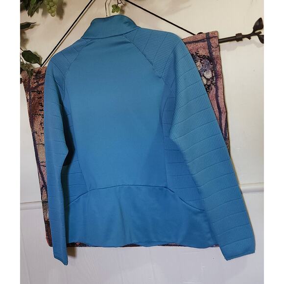 Columbia Size XL Womens Teal 1/4 Zip Athletic Top Long Sleeve Fleece Pullover - Picture 2 of 3